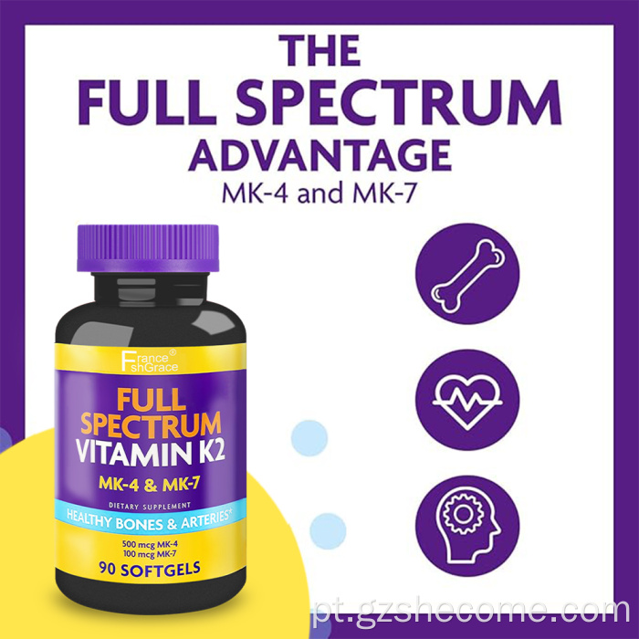 Shecome Full Spectrum Vitamina K2 Softgels Saúde Óssea